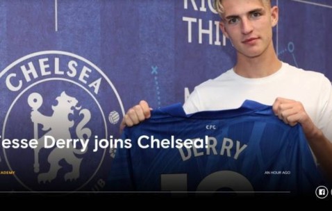 官方：切尔西签下水晶宫18岁边锋杰西-德里，合同至2029年